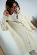 Płaszcz z Alpaki Na Suwak Veing -Wysokiej Jakości - Kolor Biały - Oversize