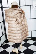 płaszcz pikowany zimowy z kapturem PINKO beżowy