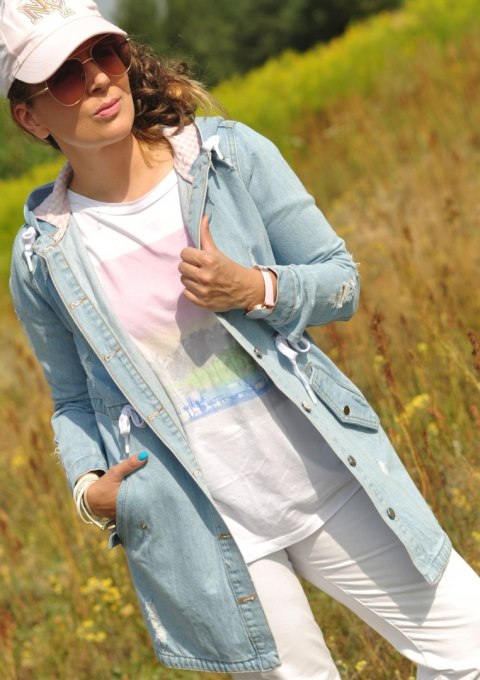 KURTKA DAMSKA PARKA JEANS z KAPTUREM dekatyzowana KURTKA DAMSKA PARKA JEANS z KAPTUREM dekatyzowana