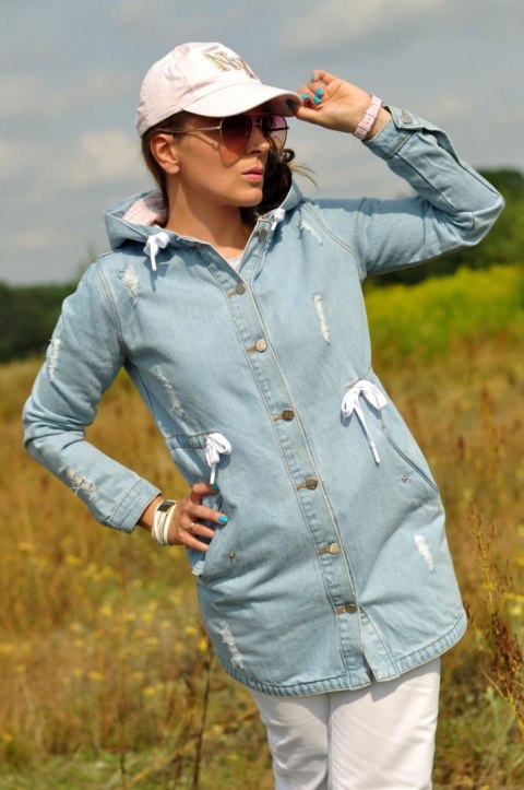 KURTKA DAMSKA PARKA JEANS z KAPTUREM dekatyzowana KURTKA DAMSKA PARKA JEANS z KAPTUREM dekatyzowana