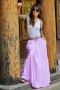 Długa spódnica na lato z paskiem w stylu BOHO pasek w kolorze lila