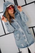 KURTKA DAMSKA JEANS PARKA z KAPTUREM P.O.P. Seven dekatyzowana na suwak XL