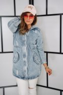 KURTKA DAMSKA JEANS PARKA z KAPTUREM P.O.P. Seven dekatyzowana na suwak XL