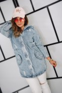KURTKA DAMSKA JEANS PARKA z KAPTUREM P.O.P. Seven dekatyzowana na suwak XL