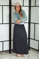 DŁUGA SPÓDNICA DRESOWA DAMSKA model KLARA z kieszeniami UNIWERSALNA SZARA