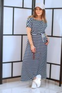 DŁUGA SUKIENKA DAMSKA DRESOWA model CELINA Z PASKIEM wiosenno/letnia GRAFIT