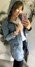 Kurtka damska jeans wiosenna na zamek PARKA model SPOT z KAPTUREM rozmiar L