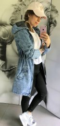 Kurtka damska jeans wiosenna na zamek PARKA model SPOT z KAPTUREM rozmiar M
