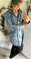 Kurtka damska jeans wiosenna na zamek PARKA model SPOT z KAPTUREM rozmiar M
