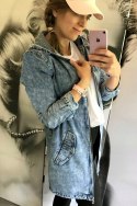 Kurtka damska jeans wiosenna na zamek PARKA model SPOT z KAPTUREM rozmiar M
