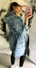 Kurtka damska jeans wiosenna na zamek PARKA model SPOT z KAPTUREM rozmiar M