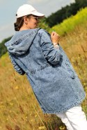 Kurtka damska jeans wiosenna na zamek PARKA model SPOT z KAPTUREM rozmiar M