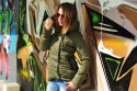 Kurtka damska wiosenna lekko pikowana K-06 z kapturem khaki M