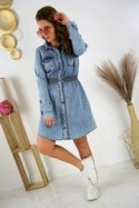SUKIENKA JEANS z długim rękawem PODWIJANYM krój TULIPAN dodatki dżety S