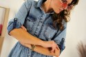 SUKIENKA JEANS z długim rękawem PODWIJANYM krój TULIPAN dodatki dżety S