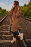 SWETER DAMSKI Z ALPAKI ESTE MODEL DŁUGI Z KAPTUREM oversize BUTELKOWY