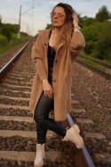 SWETER DAMSKI Z ALPAKI ESTE MODEL DŁUGI Z KAPTUREM oversize BUTELKOWY