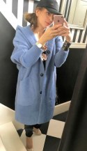 SWETER DAMSKI Z ALPAKI ESTE MODEL DŁUGI Z KAPTUREM oversize BUTELKOWY