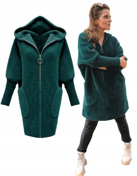 Sweter rozpinany damski WEŁNA ALPAKI butelka Cardigan BRASCA swetry damskie