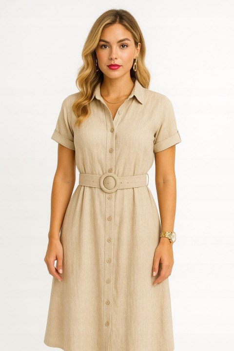 ELEGANCKA sukienka lniana z klasą model CLARA z ozdobnym dopinanym KWIATEM ELEGANCKA sukienka lniana z klasą model CLARA z ozdobnym dopinanym KWIATEM