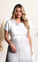 Elegancka DAMSKA sukienka PLUS SIZE plisowana model NOEMI biała na WESELE CHRZCINY