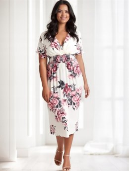 Elegancka DAMSKA sukienka PLUS SIZE w kwiaty GIORGIA Ślub Komunia Chrzciny
