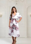 Elegancka DAMSKA sukienka PLUS SIZE w kwiaty GIORGIA Ślub Komunia Chrzciny