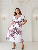 Elegancka DAMSKA sukienka PLUS SIZE w kwiaty GIORGIA Ślub Komunia Chrzciny