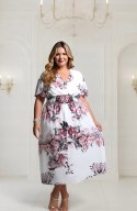 Elegancka DAMSKA sukienka PLUS SIZE w kwiaty GIORGIA Ślub Komunia Chrzciny