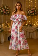 Elegancka Sukienka Damska Midi model FLORABELLA typu hiszpanka w kwiaty