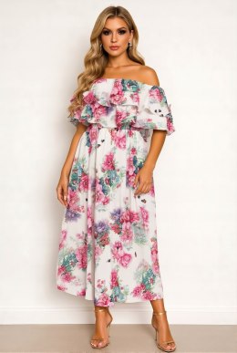 Elegancka Sukienka Damska Midi model FLORABELLA typu hiszpanka w kwiaty