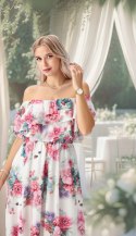 Elegancka Sukienka Damska Midi model FLORABELLA typu hiszpanka w kwiaty