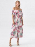 Elegancka Sukienka Damska Midi model FLORABELLA typu hiszpanka w kwiaty
