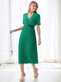 Elegancka Sukienka damska ZIELONA plisowana MIDI model SOFIA na podszewce