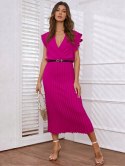 Elegancka Sukienka damska model BETTY z ozdobną falbaną na Wesela Chrzciny