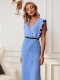 Elegancka Sukienka damska model BETTY z ozdobną falbaną na Wesela Chrzciny