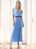 Elegancka Sukienka damska model BETTY z ozdobną falbaną na Wesela Chrzciny
