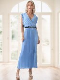 Elegancka Sukienka damska model BETTY z ozdobną falbaną na Wesela Chrzciny