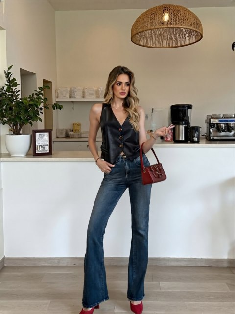 KAMIZELKA DAMSKA RAMONESKA VITTORIA EKO SKÓRA CZARNY XL