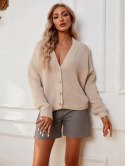 Krótki Miękki Sweter Damski BRILLANT Szeroki Ciepły ZŁOTE GUZIKI elegancki