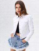 Kurtka damska jeans BIAŁA KATANA na guziki Miss Sisi z kieszeniami XL