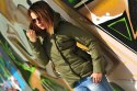 Kurtka damska wiosenna lekko pikowana K-06 z kapturem khaki 3XL
