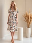 Letnia elegancka Sukienka Damska z Wiązaniem i Kwiatowym Wzorem model NATALIA na wesele