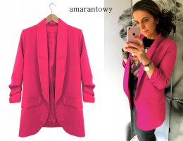 MARYNARKA DAMSKA WŁOSKA dłuższy model WYSZCZUPLA podszewka FUKSJA 2XL/3XL