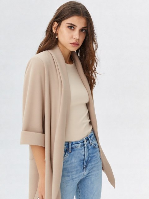 Marynarka damska żakiet NARZUTKA elegancka model MIA damska BEŻOWY Marynarka damska żakiet NARZUTKA elegancka model MIA damska BEŻOWY