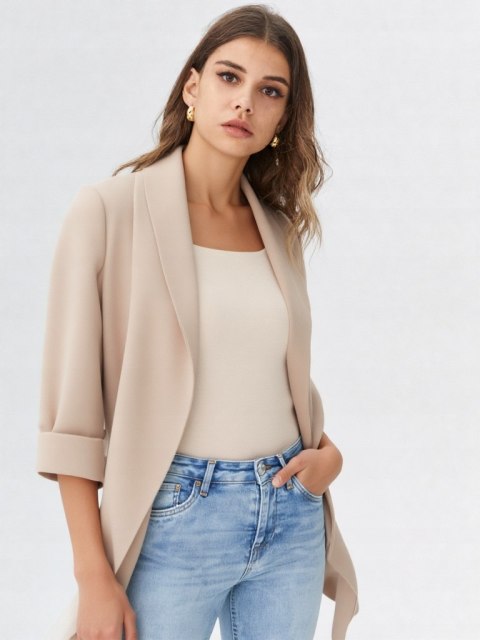 Marynarka damska żakiet NARZUTKA elegancka model MIA damska BEŻOWY Marynarka damska żakiet NARZUTKA elegancka model MIA damska BEŻOWY