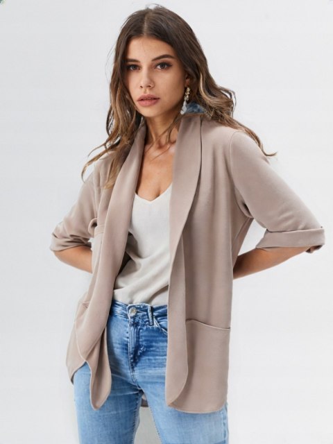 Marynarka damska żakiet NARZUTKA elegancka model MIA damska BEŻOWY Marynarka damska żakiet NARZUTKA elegancka model MIA damska BEŻOWY