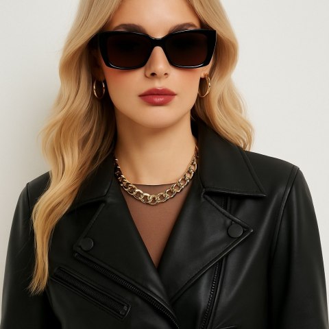 Kurtka damska RAMONESKA biker z ekoskóry klasyka stylu czarna Kurtka damska RAMONESKA biker z ekoskóry klasyka stylu czarna