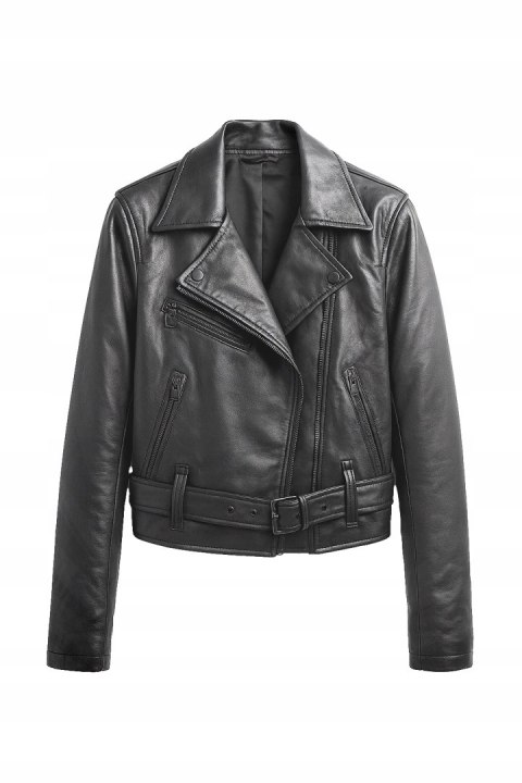 Kurtka damska RAMONESKA biker z ekoskóry klasyka stylu czarna Kurtka damska RAMONESKA biker z ekoskóry klasyka stylu czarna