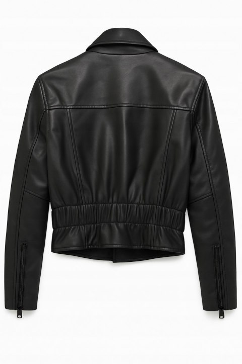 Kurtka damska RAMONESKA biker z ekoskóry klasyka stylu czarna Kurtka damska RAMONESKA biker z ekoskóry klasyka stylu czarna